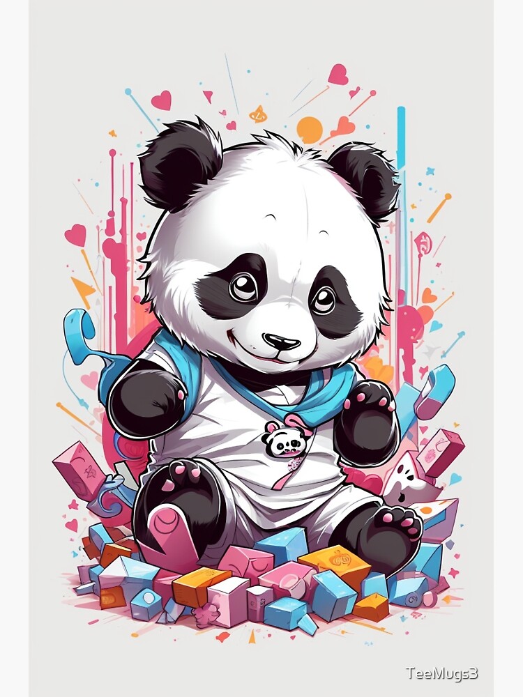Thumbnail 3 of 3, Sticker, Panda Wearing a Tshirt designed and sold by TeeMugs3.