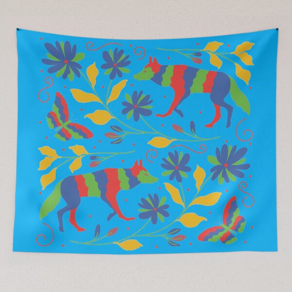 Item preview, Vibrant Flowers And Wolves Otomi Art designed and sold by khachiche.
