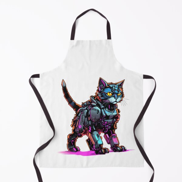 Item preview, Cyberpunk Robot Cat in Neon Colors designed and sold by SchorlCraft.