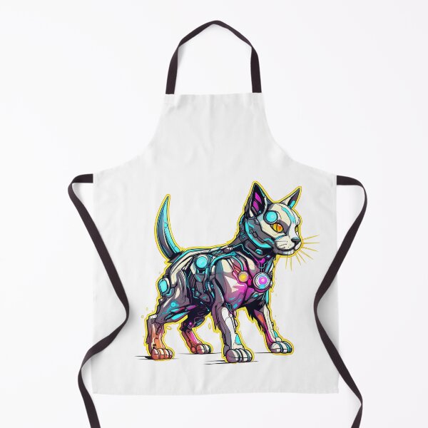 Item preview, Cyberpunk Robot Cat in Neon Colors designed and sold by SchorlCraft.