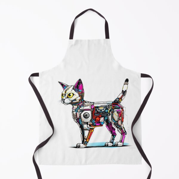 Item preview, Cyberpunk Robot Cat in Neon Colors designed and sold by SchorlCraft.