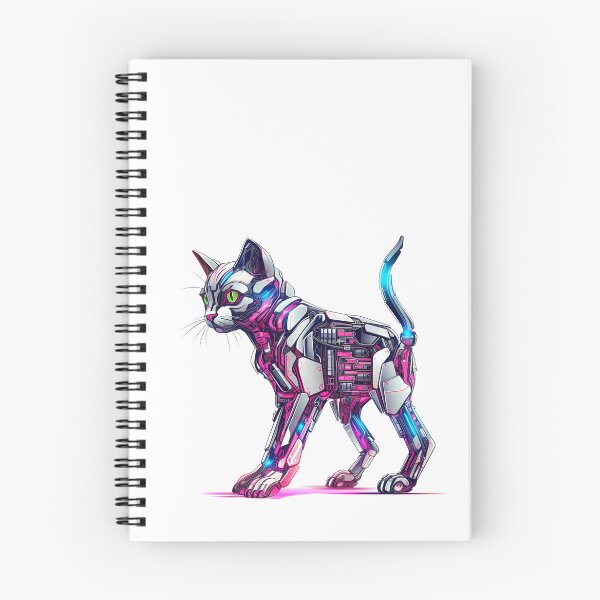 Item preview, Cyberpunk Robot Cat in Neon Colors designed and sold by SchorlCraft.