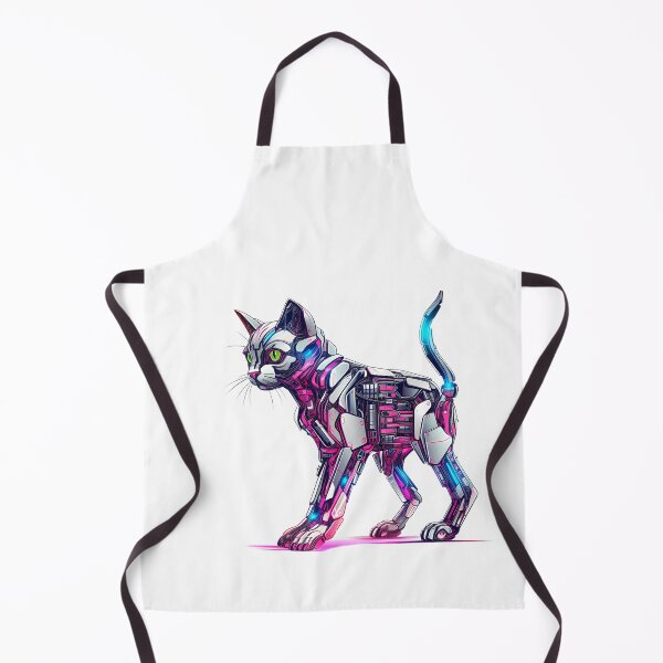 Item preview, Cyberpunk Robot Cat in Neon Colors designed and sold by SchorlCraft.