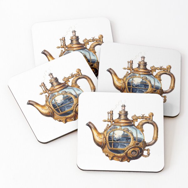 Item preview, Steampunk Teapot – Vintage Clockwork Illustration designed and sold by SchorlCraft.
