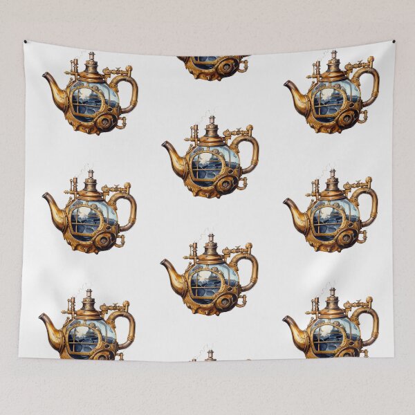 Item preview, Steampunk Teapot – Vintage Clockwork Illustration designed and sold by SchorlCraft.