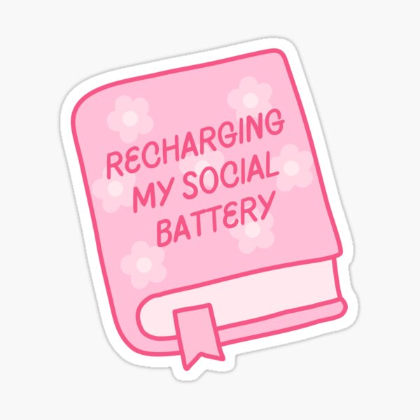 Item preview, recharging my social battery pink book designed and sold by catdiasart.