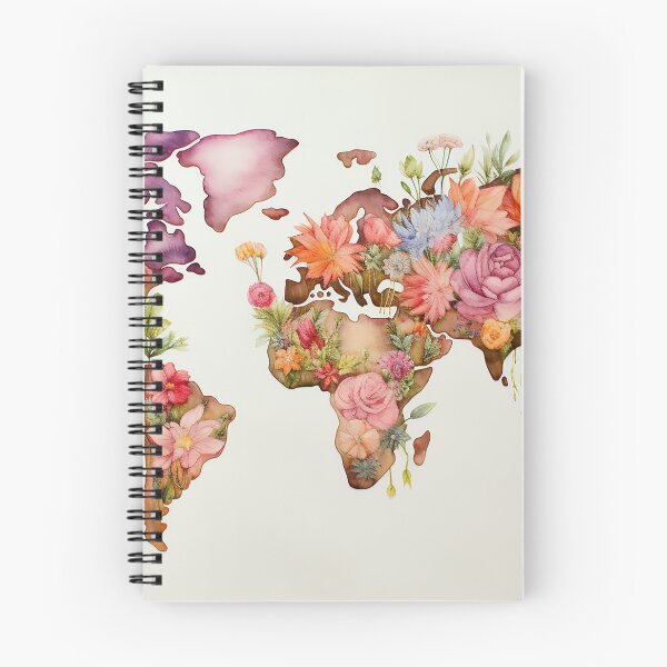 Item preview, Colorful flowery world map designed and sold by WallWhimsyWorks.