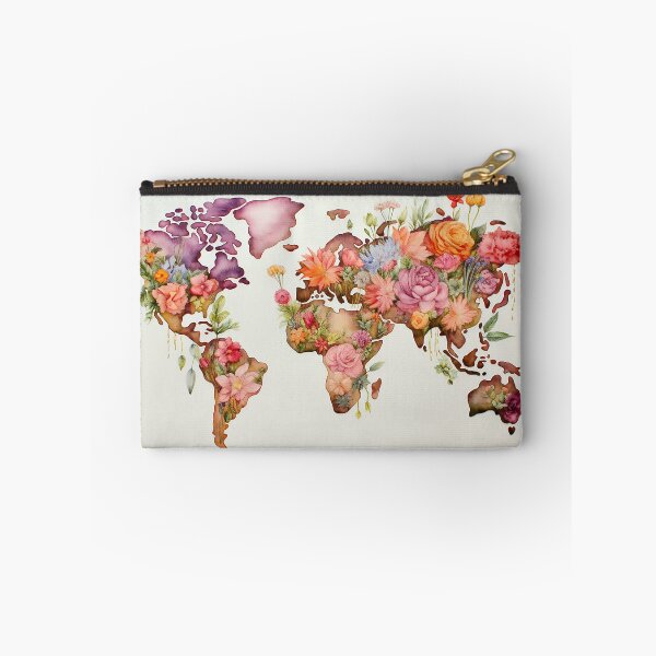 Item preview, Colorful flowery world map designed and sold by WallWhimsyWorks.