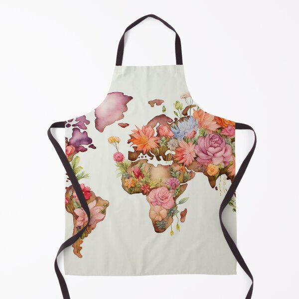Item preview, Colorful flowery world map designed and sold by WallWhimsyWorks.