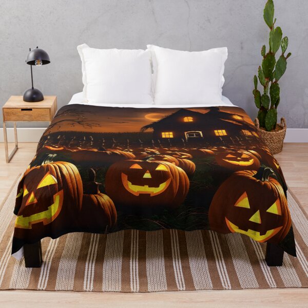 Item preview, Happy Halloween: Spooky pumpkin patch with jack o lanterns designed and sold by Gilby-Designs.