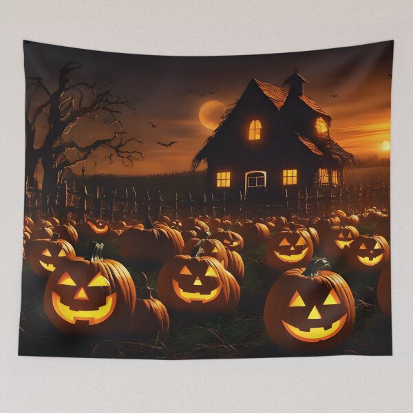 Item preview, Happy Halloween:  Spooky pumpkin patch with jack o lanterns designed and sold by Gilby-Designs.