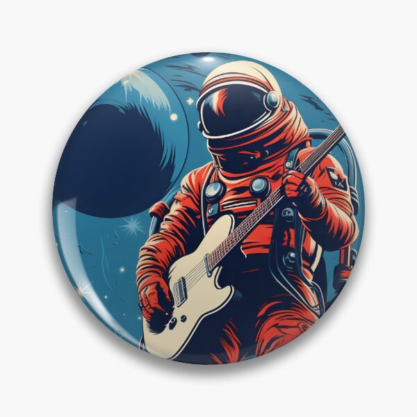 Aperçu de l'œuvre Illustration vintage d'un astronaute jouant de la guitare dans l'espace profond créée et vendue par Je-we.