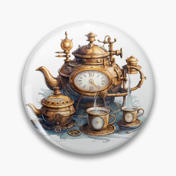 Item preview, Steampunk Tea Set – Mechanical Elegance Fantasy Design designed and sold by SchorlCraft.
