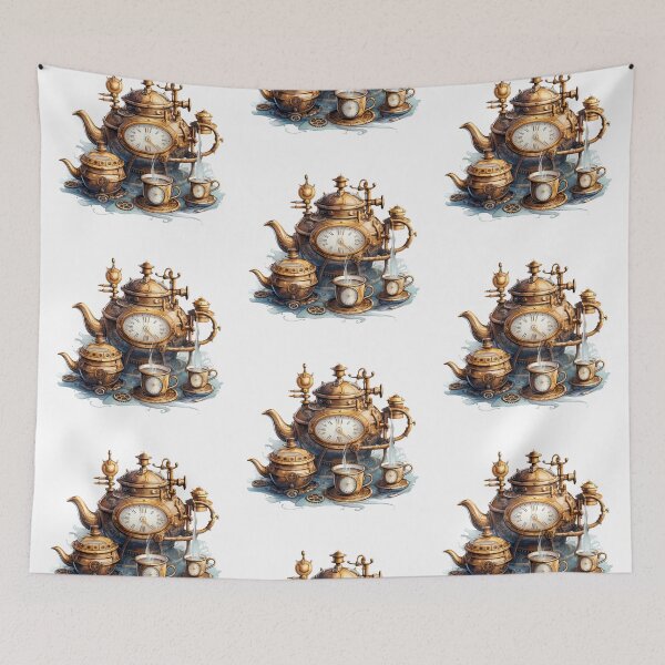 Item preview, Steampunk Tea Set – Mechanical Elegance Fantasy Design designed and sold by SchorlCraft.