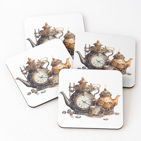 Item preview, Steampunk Tea Set – Mechanical Elegance Fantasy Design designed and sold by SchorlCraft.