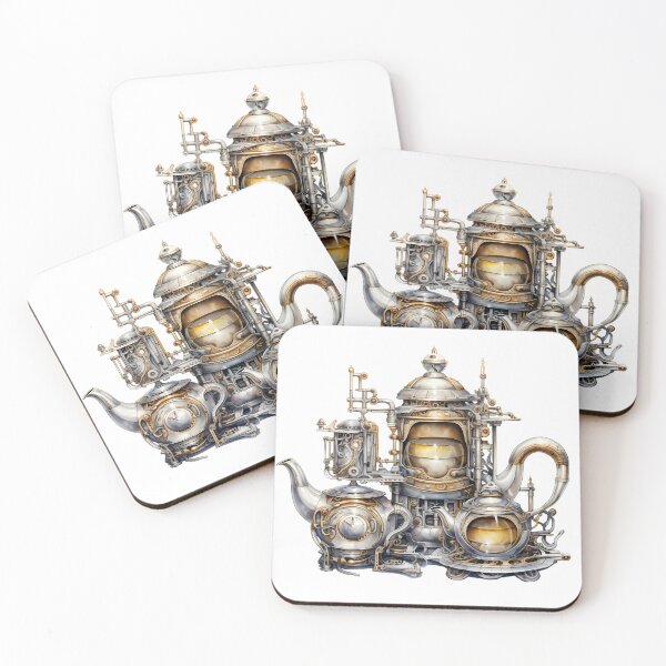 Item preview, Steampunk Tea Set – Mechanical Elegance Fantasy Design designed and sold by SchorlCraft.