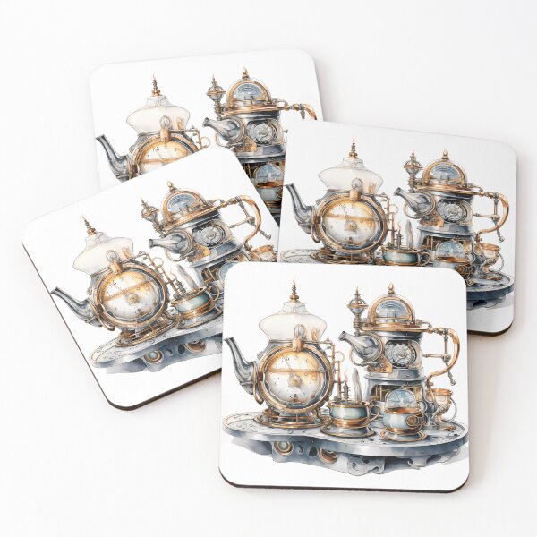 Item preview, Steampunk Tea Set – Mechanical Elegance Fantasy Design designed and sold by SchorlCraft.