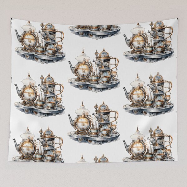 Item preview, Steampunk Tea Set – Mechanical Elegance Fantasy Design designed and sold by SchorlCraft.