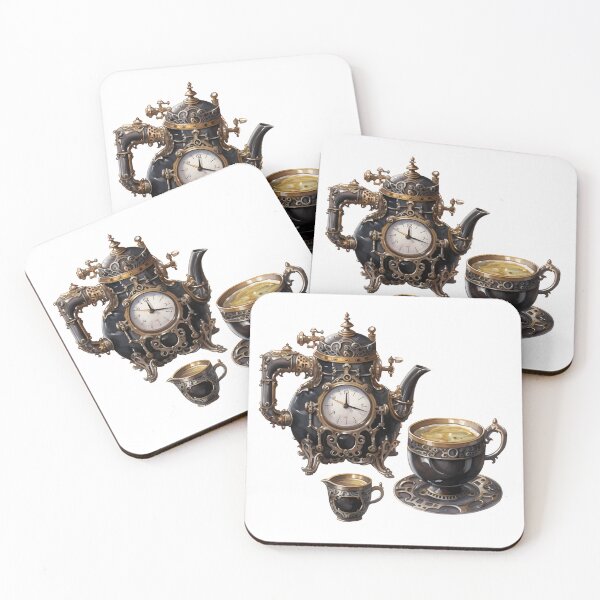 Item preview, Steampunk Tea Set – Mechanical Elegance Fantasy Design designed and sold by SchorlCraft.