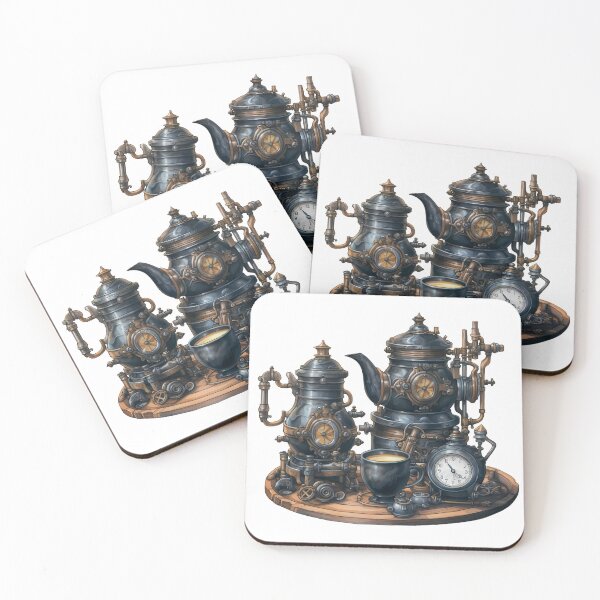 Item preview, Steampunk Tea Set – Mechanical Elegance Fantasy Design designed and sold by SchorlCraft.