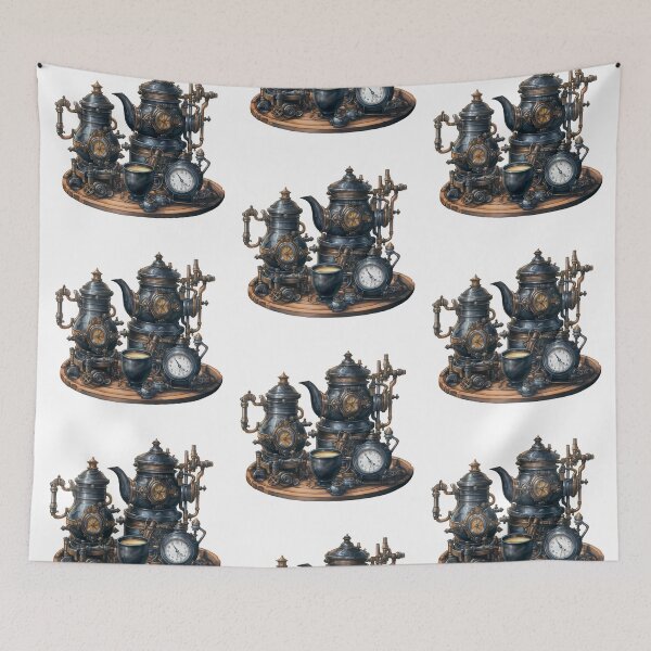 Item preview, Steampunk Tea Set – Mechanical Elegance Fantasy Design designed and sold by SchorlCraft.