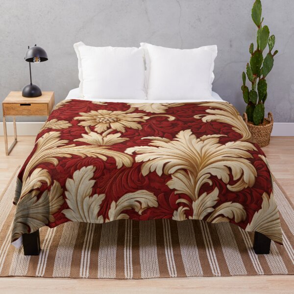 Artikelvorschau, Vintage-Tapete mit Blumenmuster in Rot und Gold entworfen und verkauft von urbanmidnight.