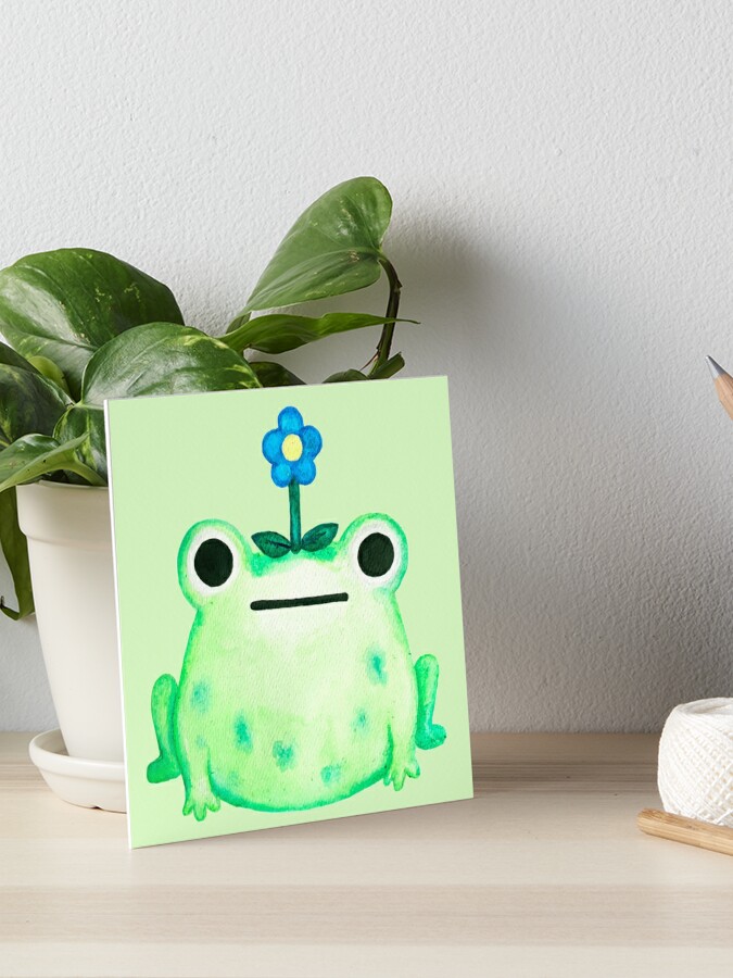 Download Adorable Green Frog with Flowers on Head PNG Online