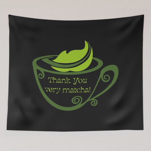 Item preview, Thank You very matcha - elegant tea cup with a tea leaf designed and sold by EmeraldeaArt.