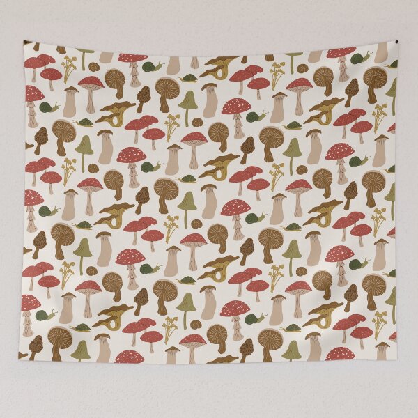 Item preview, Forest Floor-Whimsical Woodland Mushrooms and Snails in Multi designed and sold by ashandinkstudio.