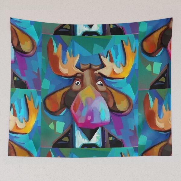 Item preview, Funny Colorful Moose Abstract Art Cubism Art designed and sold by Nature's Fancy.