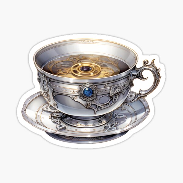 Vista previa del artículo con la obra «Taza de té Steampunk hecha de piezas mecánicas», diseñado y vendido por SchorlCraft.