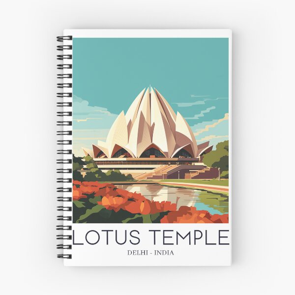 Aperçu de l'œuvre Une impression de voyage Pop Art du Temple du Lotus à Delhi - Inde créée et vendue par StudioRedKoala.