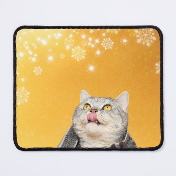Item preview, Snowflake Licking Cat In Gold designed and sold by CheekyKitty.