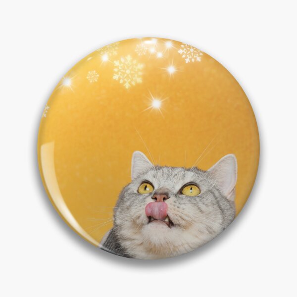 Item preview, Snowflake Licking Cat In Gold designed and sold by CheekyKitty.