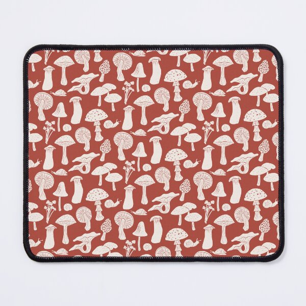 Item preview, Forest Floor-Whimsical Woodland Mushrooms and Snails in Bright Red and Cream designed and sold by ashandinkstudio.