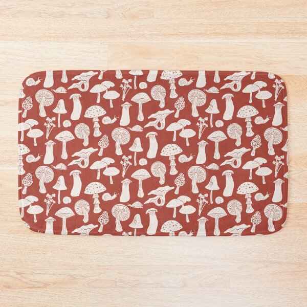 Item preview, Forest Floor-Whimsical Woodland Mushrooms and Snails in Bright Red and Cream designed and sold by ashandinkstudio.