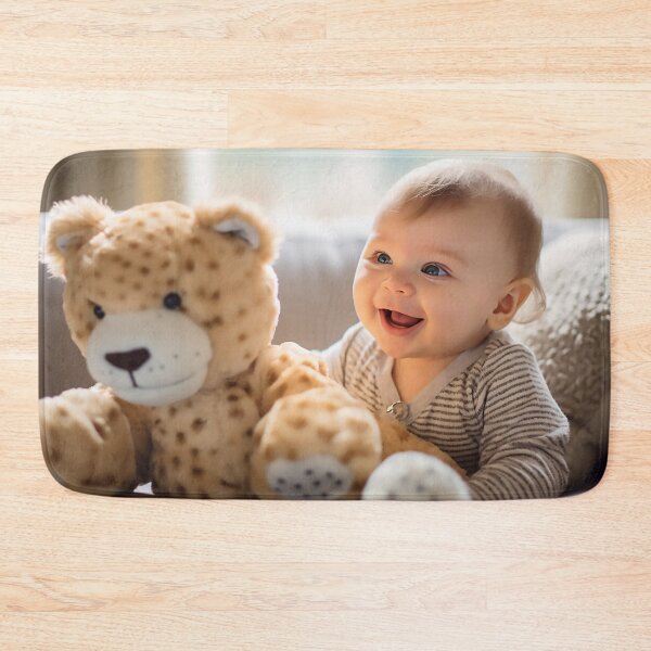 Item preview, Cute baby with his stuffed toy designed and sold by WallWhimsyWorks.