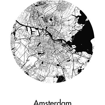 Artwork thumbnail, Amsterdam City minimal Map (Netherlands, Europe) by Unique City maps all over the world