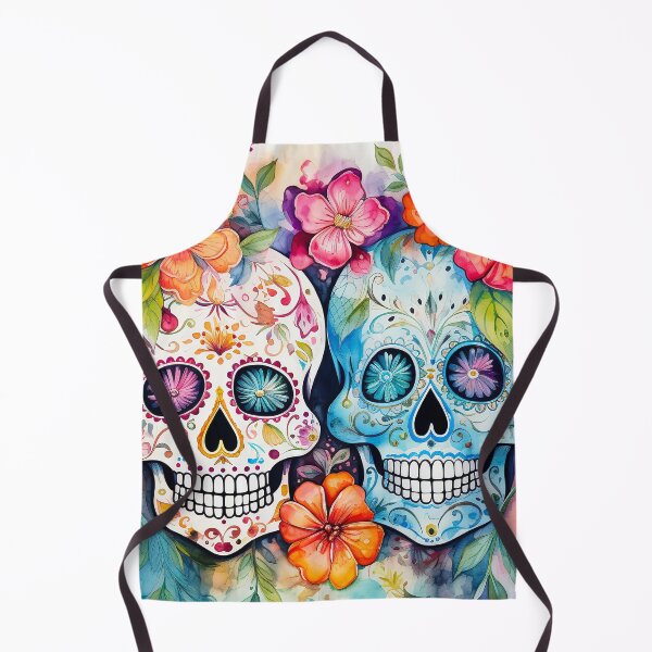 Item preview, Mexican sugar skulls with colourful  flowers watercolor designed and sold by Inktown.