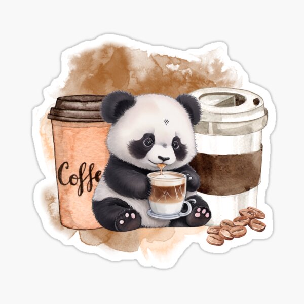 Cute Red Panda Drinking Cup of Coffee Sticker for Sale by eyestetix