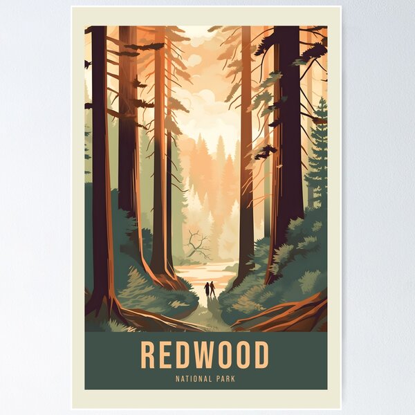 Item preview, Redwood national park mid century modern art designed and sold by ArtFusion-Shop.