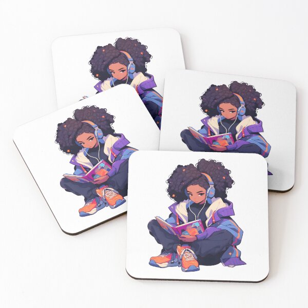 Item preview, The Black Girl Book Lover - Reading Cartoon Characters designed and sold by Ordinary Life Works.