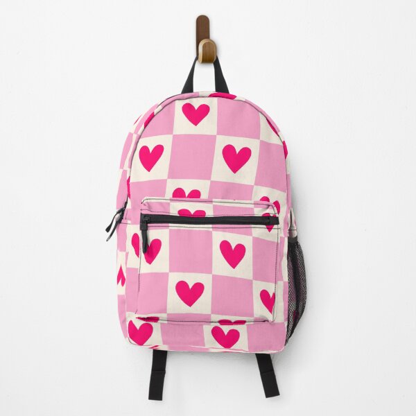 Vista previa del artículo con la obra «Groovy Twist Patrón a cuadros Preppy Rosa Corazones retro», diseñado y vendido por faithinkindness.