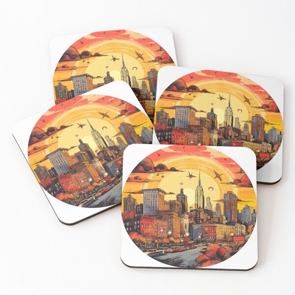 Item preview, New York City Retro Skyline - New York Retro Sunset, Retro Art designed and sold by AITeeGenius.