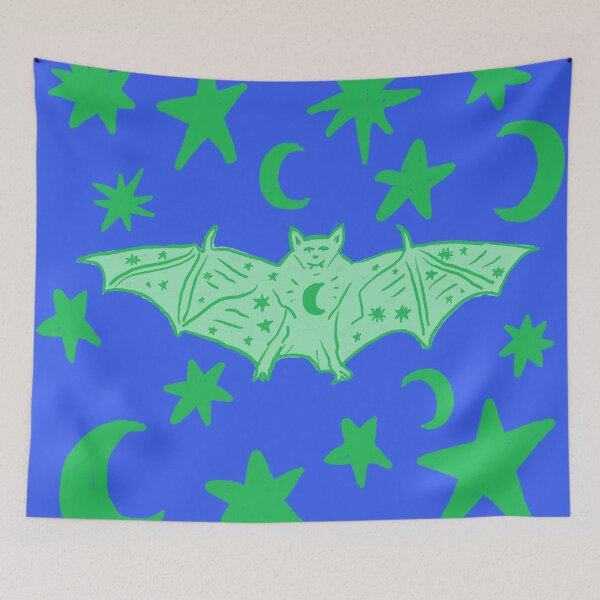 Item preview, Mystical Vampire Bat, Green over Blue designed and sold by Daydreamer Alley.