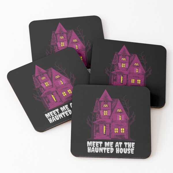 Artikelvorschau, Treffen Sie mich im Haunted House Maroon Light Text Halloween entworfen und verkauft von Sunshine-Dreams.