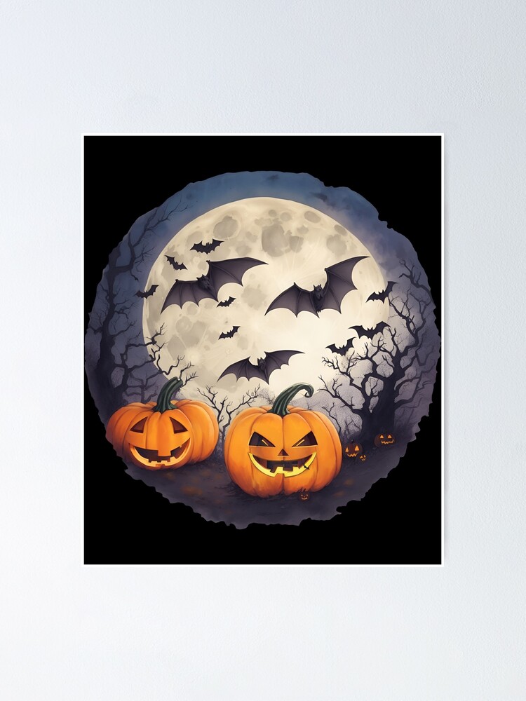 Pumpkin Purple Full Moon Halloween Tapestry Wall Hanging Bedroom Dorm Decor  