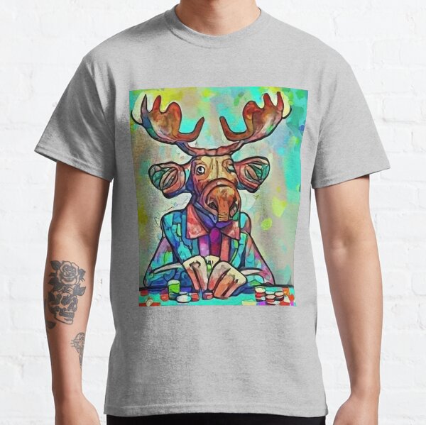 Item preview, Funny Colorful Moose Gambling Cubism Art designed and sold by Nature's Fancy.