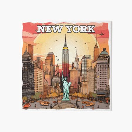 Artikel-Vorschau von Retro-Skyline von New York City - Retro-Kunst von New York, Retro-Sonnenuntergang, designt und verkauft von AITeeGenius.