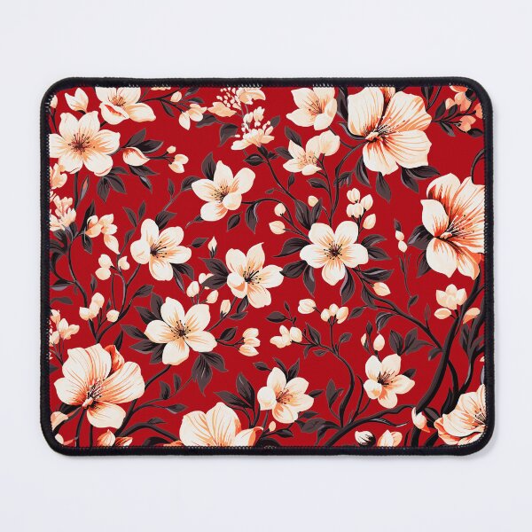 Item preview, White Flowers On Red Background Floral Pattern designed and sold by SteadyRolling.